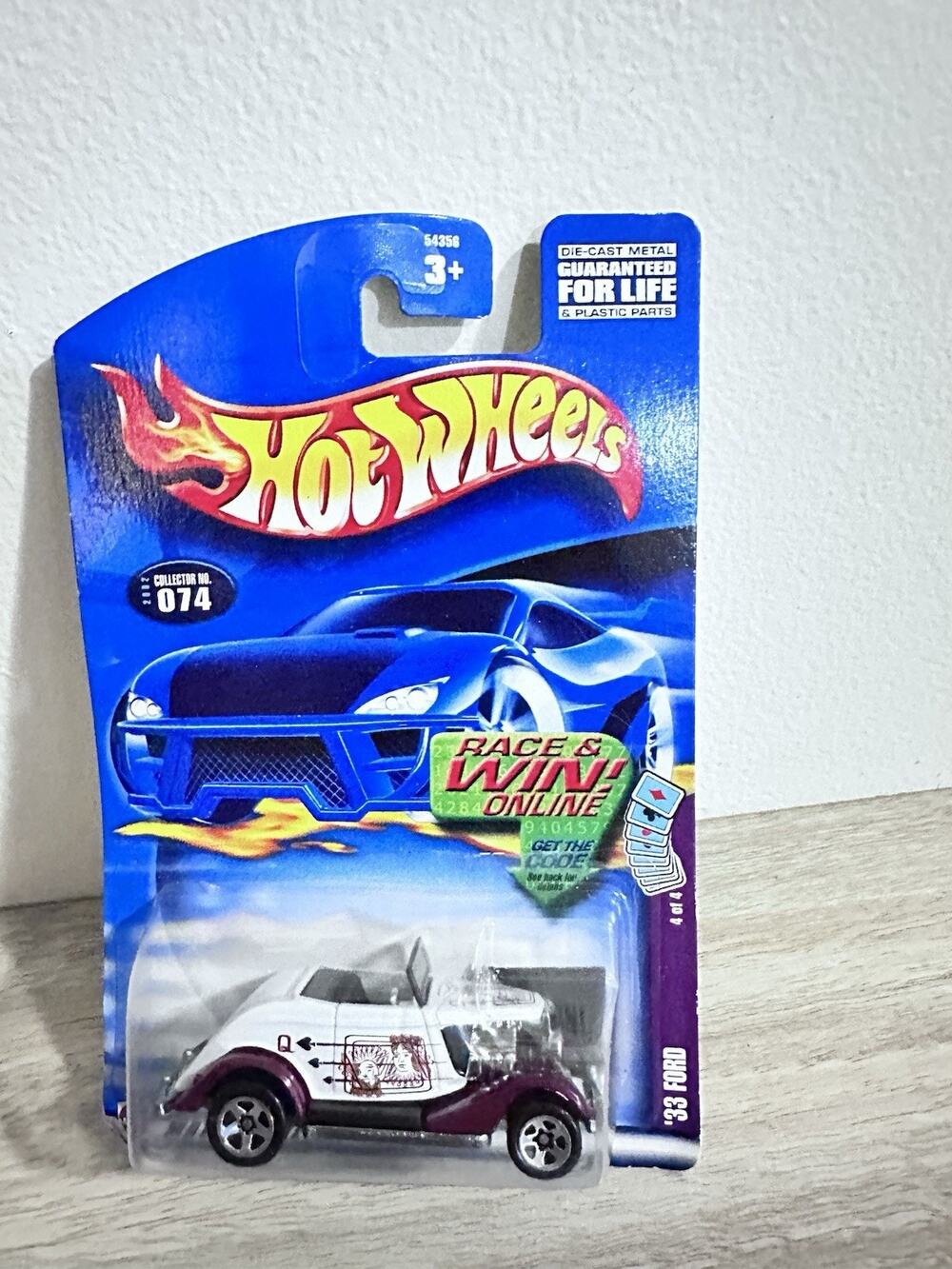 Hot Wheels '33 Ford- Queen Collector No. 074 New On Card 5 Spoke Rims H85